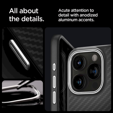 Dėklas Spigen Enzo Aramid Mag Case with MagSafe for iPhone 15 Pro - Matte Juodas 11