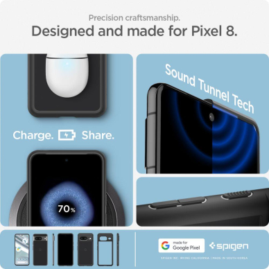 Telefono Dėklas Etui Spigen Ultra Hybrid na Google Pixel 8 Juodas Skaidrus KOW068 13