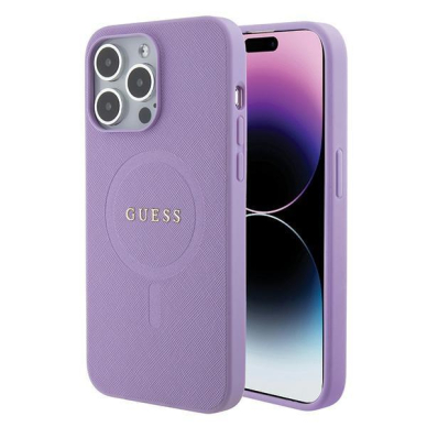 Telefono Dėklas Guess Saffiano MagSafe do iPhone 15 Pro Violetinis KOW068