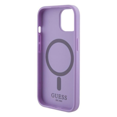 Telefono Dėklas Etui Guess Saffiano MagSafe do iPhone 15 Plus Violetinis KOW068 6