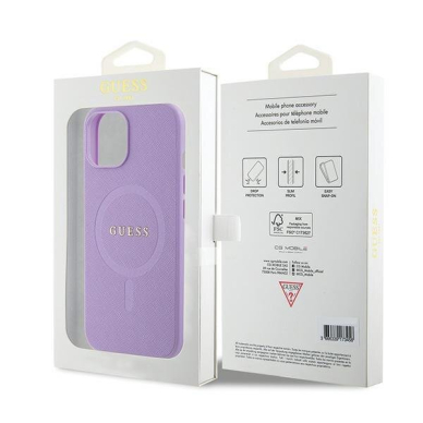 Telefono Dėklas Etui Guess Saffiano MagSafe do iPhone 15 Plus Violetinis KOW068 7