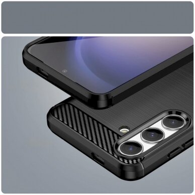 Dėklas Carbon Case for Samsung Galaxy S24 Flexible Silicone Carbon Cover - Juodas 11