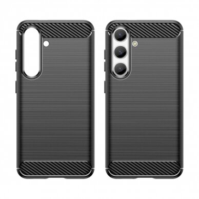 Dėklas Carbon Case for Samsung Galaxy S24 Flexible Silicone Carbon Cover - Juodas 6