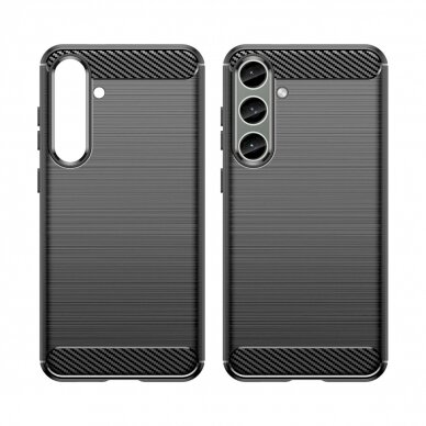 Dėklas Case for Carbon Case Samsung Galaxy S24+ flexible silicone carbon cover - Juodas 6