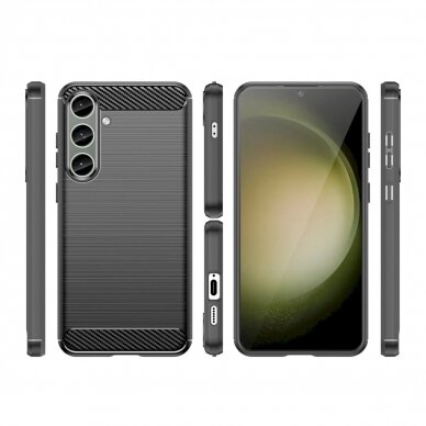 Dėklas Case for Carbon Case Samsung Galaxy S24+ flexible silicone carbon cover - Juodas 7