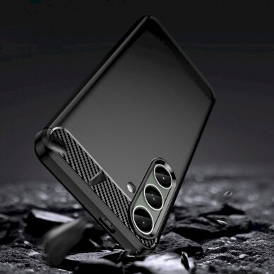 Dėklas Case for Carbon Case Samsung Galaxy S24+ flexible silicone carbon cover - Juodas 8