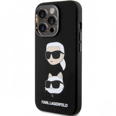 Dėklas Karl Lagerfeld KLHCP15XSDHKCNK iPhone 15 Pro Max 6.7" Juodas Silicone Karl&Choupette Head 1