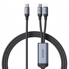 2 in 1 kabelis Joyroom speedy series SA21-1T2 USB-C - USB-C / Lightning 100W 1.5m Juodas