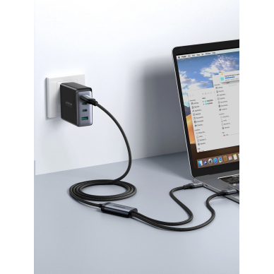 2 in 1 kabelis Joyroom speedy series SA21-1T2 USB-C - USB-C / USB-C 1.5m Juodas 12