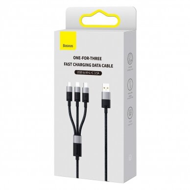 3in1 USB - micro USB / Lightning / USB C 3.5A 1.2m cable Baseus StarSpeed - Juodas 4