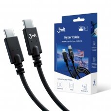 3mk Hyper Kabelis USB-C / USB-C 100W 4K 60Hz 1m - Juodas