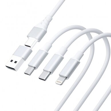 3mk Hyper Kabelis 3in1 USB-A - USB-C / USB-C - micro USB - Lightning 1.5m - Baltas 6