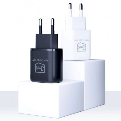 3mk Hyper Įkroviklis  20W USB-C USB-A wall Įkroviklis  - Juodas 4