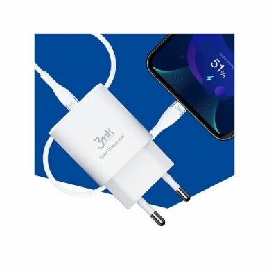 Aukštos kokybės Įkroviklis 3MK HyperCharger 20W 1xUSB-C + 1xUSB-A PD / QC 1