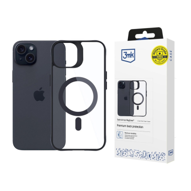 3mk Satin MagCase Dėklas iPhone 15 Plus - Juodais kraštais