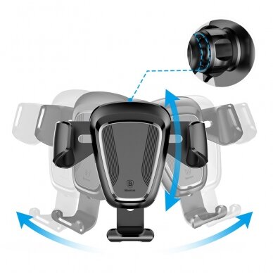 Gravitacinis laikiklis Baseus Phone Bracket Air Vent Holder skirtas 4-6 colių prietaisams juodas (Suyl-01) 8