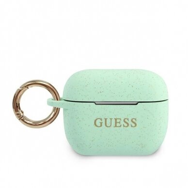 Dėklas Guess AirPods Pro Silicone Glitter - Žalias