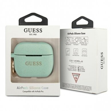 Dėklas Guess AirPods Pro Silicone Glitter - Žalias 2