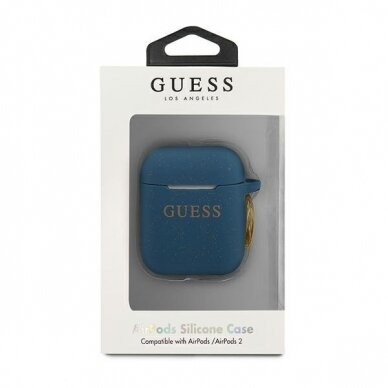 Dėklas Guess AirPods 2 Silicone Glitter - Mėlynas 2