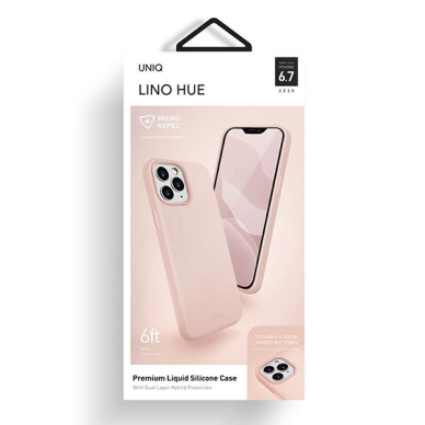 Dėklas UNIQ etui Lino Hue iPhone 12 Pro Max Antimicrobial - Matinis Rožinis UGLX912 6