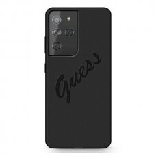 Dėklas Guess GUHCS21LLSVSBK Script Vintage Samsung Galaxy S21 Ultra telefonui juodas