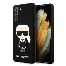 Dėklas Karl Lagerfeld KLHCS21MSLFKBK Silicone Iconic Samsung Galaxy S21 Plus telefonui juodas