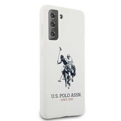 Dėklas US Polo USHCS21MSLHRWH Silicone Logo Samsung Galaxy S21 Plus telefonui baltas 3