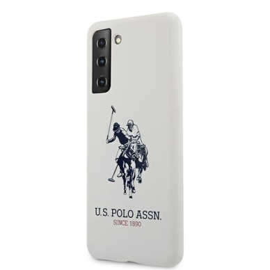 Dėklas US Polo USHCS21SSLHRWH Silicone Logo Samsung Galaxy S21 telefonui baltas 1