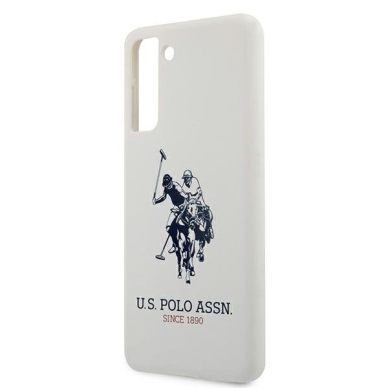 Dėklas US Polo USHCS21SSLHRWH Silicone Logo Samsung Galaxy S21 telefonui baltas 5