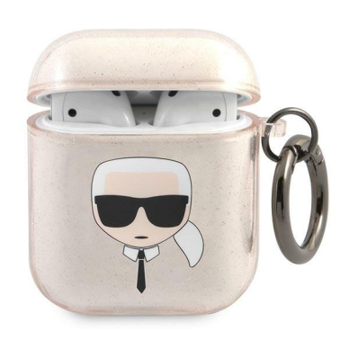 Airpods Dėklas Karl Lagerfeld KLA2UKHGD AirPods cover Auksinis Glitter Karl`s Head