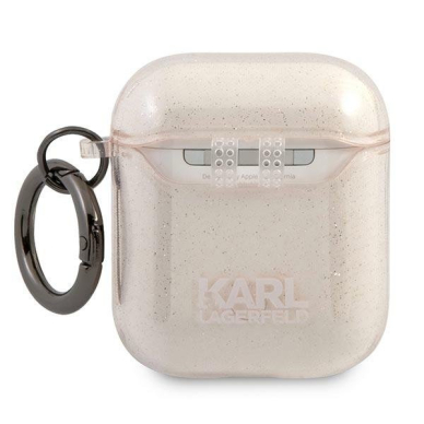 Airpods Dėklas Karl Lagerfeld KLA2UKHGD AirPods cover Auksinis Glitter Karl`s Head  1