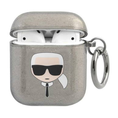 Airpods Dėklas Karl Lagerfeld KLA2UKHGK AirPods cover Juodas Glitter Karl`s Head