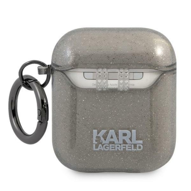 Airpods Dėklas Karl Lagerfeld KLA2UKHGK AirPods cover Juodas Glitter Karl`s Head  1