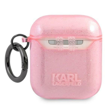 Airpods Dėklas Karl Lagerfeld KLA2UKHGP AirPods cover Rožinis Glitter Karl`s Head KOW068 1