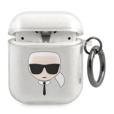 Airpods Dėklas Karl Lagerfeld KLA2UKHGS AirPods cover Sidabrinis Glitter Karl`s Head