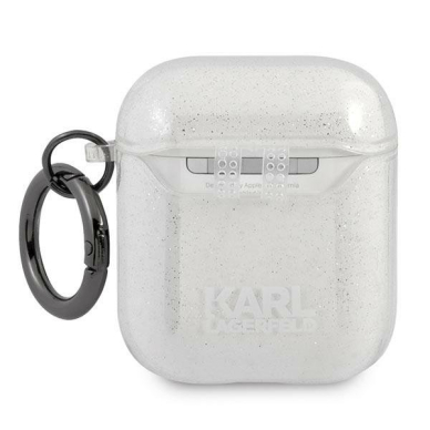 Airpods Dėklas Karl Lagerfeld KLA2UKHGS AirPods cover Sidabrinis Glitter Karl`s Head 1