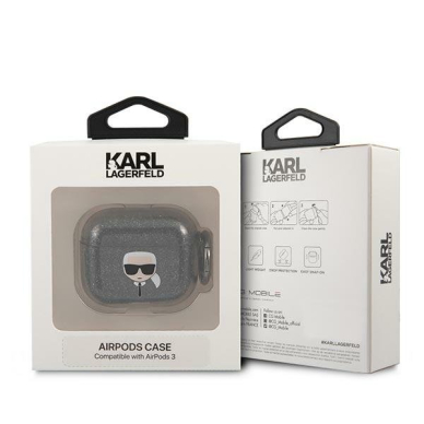 Dėklas Karl Lagerfeld KLA3UKHGK AirPods 3 cover Juodas Glitter Karl`s Head  2