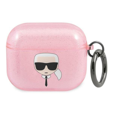 Airpods Dėklas Karl Lagerfeld KLA3UKHGP AirPods 3 cover Rožinis Glitter Karl`s Head