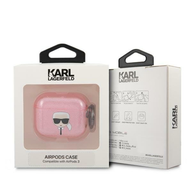 Airpods Dėklas Karl Lagerfeld KLA3UKHGP AirPods 3 cover Rožinis Glitter Karl`s Head 2