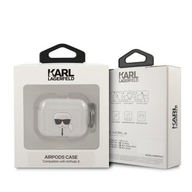 Airpods Dėklas Karl Lagerfeld KLA3UKHGS AirPods 3 cover Sidabrinis Glitter Karl`s Head KOW068 2