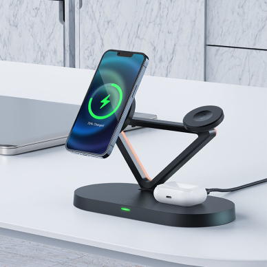 Acefast 15W Qi Wireless Charger for iPhone (with MagSafe), Apple Watch and Apple AirPods Stand Holder Magnetic Holder Black (E9 black) 6