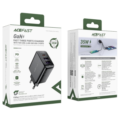 Acefast A57 PD 35W GaN Įkroviklis  2 x USB-A + USB-C 3 ports - Juodas 6