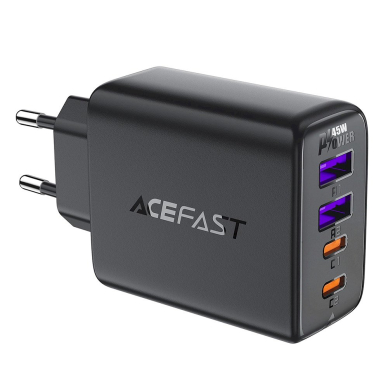 Acefast A61 PD 45W GaN Įkroviklis  2 x USB-C + 2 x USB-A 4 ports - Juodas