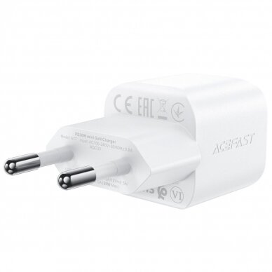 Acefast A77 Mini PD 30W GaN wall Įkroviklis  + USB-C kabelis - baltas 2