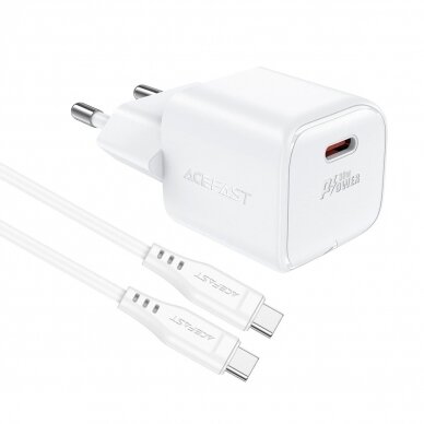 Acefast A77 Mini PD 30W GaN wall Įkroviklis  + USB-C kabelis - baltas 3