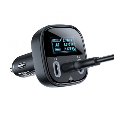 Acefast car charger 101W 2x USB Type C / USB, PPS, Power Delivery, Quick Charge 4.0, AFC, FCP black (B5) 5