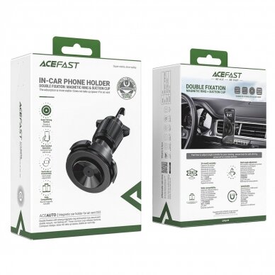 Acefast D22 magnetic laikiklis suction cup phone air vent - Juodas 5