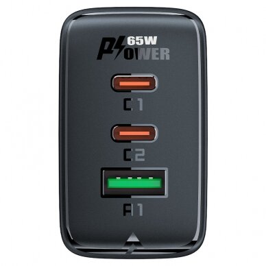 Acefast fast charger GaN (2xUSB-C / USB-A) PPS / PD / QC4+ 65W Juodas (A41) 3