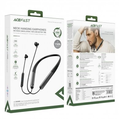 Acefast N1 in-ear wireless ausinės + USB-A USB-C kabelis - Juodas 8