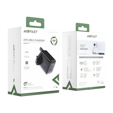 Įkroviklis Acefast (UK jungtis) USB Type C 20W, PPS, PD, QC 3.0, AFC, FCP Juodas (A4) 3